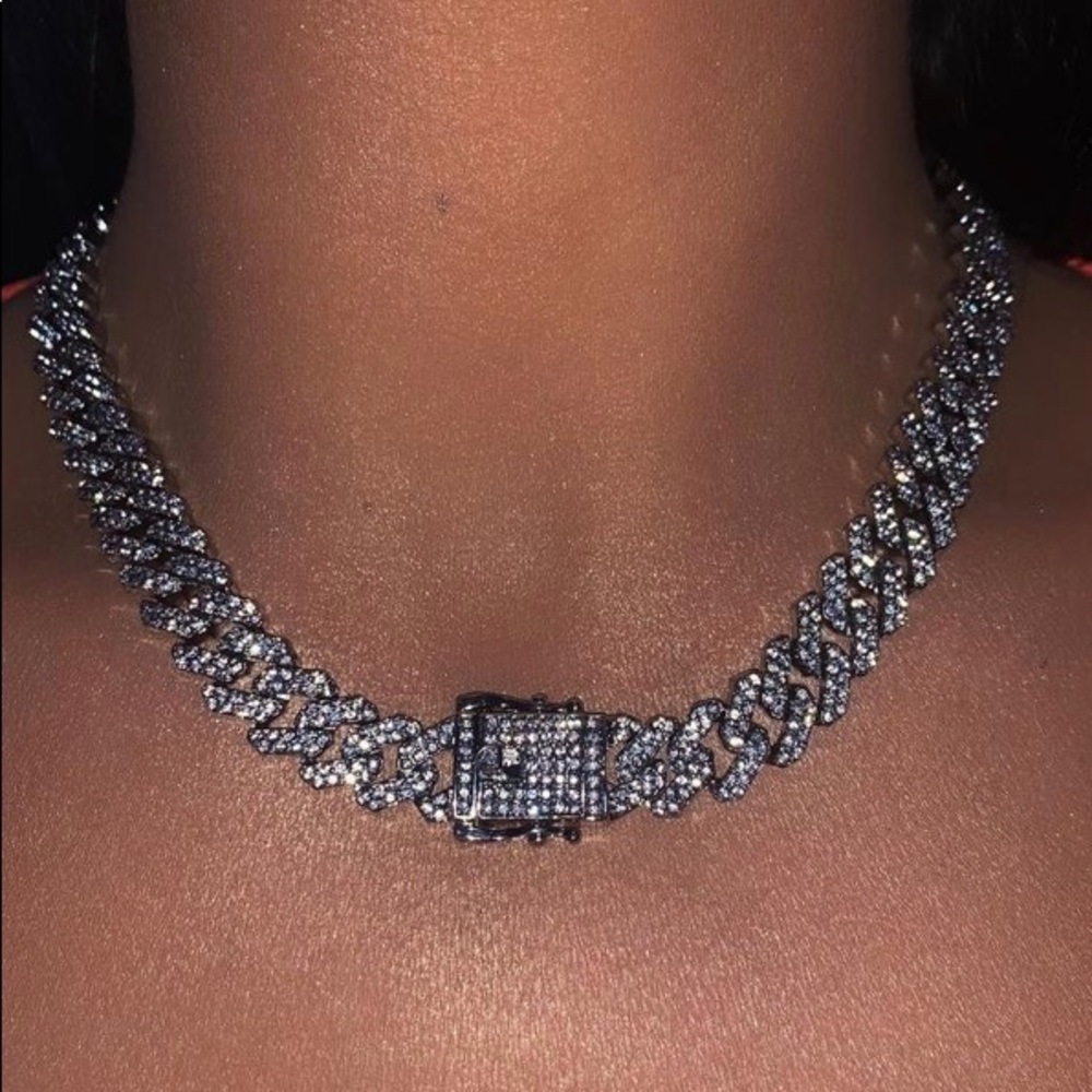 16in silver cuban choker, men cuban cuban choker - Picture 4 of 5